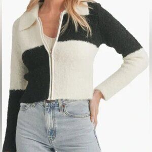 All In Favor Color-block Zip Up Cardigan | Size L